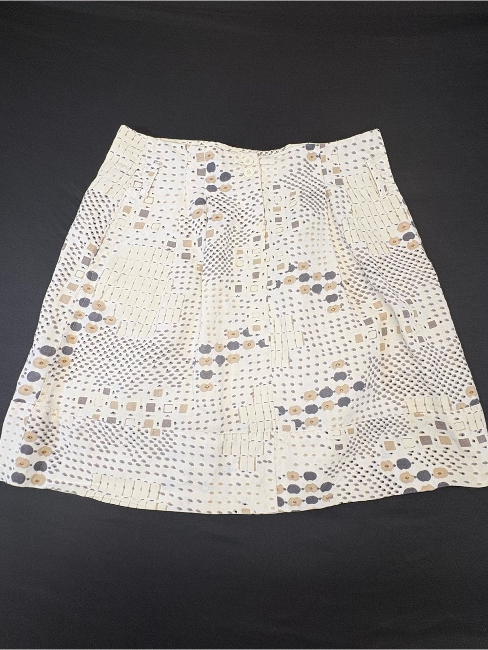Sandro Studio Linen Blend Abstract Print A-Line Mini Skirt Size 8